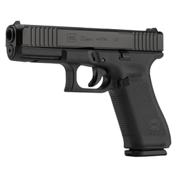 GLOCK, G22 GEN5 MOS, STRIKER FIRED, FULL SIZE, 40S&W, 4.49" MARKSMAN BARREL, POLYMER FRAME, MATTE FINISH, FIXED SIGHTS, 10+1 ROUND, 3 MAGAZINES, AMBIDEXTROUS SLIDE STOP LEVER, FLARED MAG WELL, BLACK FINISHED SLIDE AND BARREL, NO FINGER GROOVES