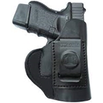 Designed to be worn inside the waistband, the Tagua Super Soft is a great way to comfortably and securely carry and conceal a handgun. The holster is constructed from reinforced premium saddle leather and is designed to retain its shape when the handgun is drawn. A full combat grip insures a smooth and easy draw, and a strong clip secures the holster to the waistband and belt.
NOTE: holster images are representative of the holster model only. Refer to the item description for correct gun fitment, hand, color and finish.
Specifications and Features:
Tagua Gun Leather SOFT-1010
Reinforced premium saddle leather construction
Clip on design
Open muzzle
Right hand
Black