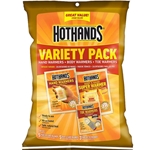 Description
Many hours of long lasting heat
Ready to use
Safe, natural heat
Try our HotHands Variety Packs to combine several warmer items in one package.

Each Pack Contains Many Hours of Long Lasting Heat!
Great Convenience & Value
Ready to Use
Air-Activated
Safe, Natural Heat
Ultra Thin
HotHands Variety Pack Includes:

5 Hand Warmers
5 Body & Hand Super Warmers
3 Pair Toe Warmers
HotHands Variety Pack combines several warmer items in one package. It's the perfect way to try and use several HotHands products. Great for heat therapy, hunting, fishing, camping, hiking, skating, skiing, boarding, golfing, tailgating, sporting events, walking your pet, working in the yard, jogging and outdoor activity even trick or treating. Each package contains 5 pair Handwarmers, 5 Super Warmers, 3 pair Toe Warmers.

Made in UNITED STATES