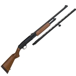 Mossberg 500 Field and Deer Combo, Wood Stock, 12 Gauge, 28" Vent Rib Barrel and 24" Fully Rifled barrel with Adjustable Sights. To deliver the full accuracy potential of modern, high tech deer slugs, the Mossberg M500 Slugster deer guns all have fully rifled barrels with a variety of sight options that include integral scope mount bases, light gathering fiber optic sights and adjustable rifle sights. Quickly and easily change between wingshooting and deer hunting.