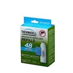 Original Thermacell Mosquito Repellent Refills effectively repel mosquitoes by creating a scent-free 15-foot zone of protection when used in fuel-powered Thermacell Repellers. Ideal for use while you are camping, hunting, fishing, gardening, and around the backyard. Includes 48 hours of mosquito protection refills For use in fuel-powered Thermacell Repellers, Lanterns, and Torches Each repellent mat lasts up to 4 hours and each fuel cartridge lasts up to 12 hours No spray and no mess. Scent-free and DEET-free. The active ingredient is Allethrin, a synthetic version of a naturally occurring repellent found in chrysanthemum flowers