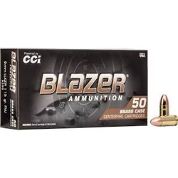 Specifications:
Caliber: 9mm
Bullet Weight: 115 Grains
Bullet Type: Full Metal Jacket Projectile
Muzzle Velocity: 1125 fps
Muzzle Energy: 323 ft/lbs
Brass Cases
Reloadable
Uses: Target Shooting, Range, and Plinking
50 Rounds per Box