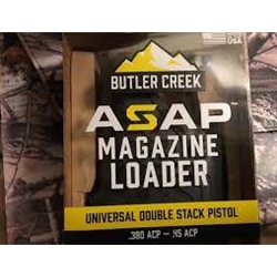 Butler Creek Magazine Loader 380-.45ACP
Locks onto top of most magazines. Load loose rounds one-by-one with a single click. Made in the USA.