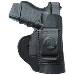 Designed to be worn inside the waistband, the Tagua Super Soft is a great way to comfortably and securely carry and conceal a handgun. The holster is constructed from reinforced premium saddle leather and is designed to retain its shape when the handgun is drawn. A full combat grip insures a smooth and easy draw, and a strong clip secures the holster to the waistband and belt.

NOTE: holster images are representative of the holster model only. Refer to the item description for correct gun fitment, hand, color and finish.

Specifications and Features:
Tagua Gun Leather SOFT-1010
Reinforced premium saddle leather construction
Clip on design
Open muzzle
Right hand
Black