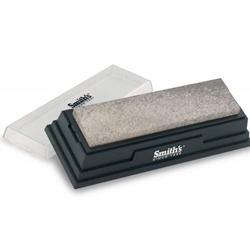 Smith's has been in business since 1886 providing a full line of quality sharpening stones and accessories for knives and scissors. Their stated goal is to "… provide consumers with the best edge for whatever task they are performing, while also providing outrageously good customer service", and based on consumer feedback they are exceeding expectations. Get the sharpest edge you can on your favorite blade with a Smith's product and you will have the finest edge you can possibly get.

The Medium Arkansas Stone is the best general purpose sharpener of all the natural Arkansas Stones. This 6" Medium Arkansas Stone is mounted on a molded plastic base to make sharpening safe and easy. It is excellent for sharpening pocket knives, hunting and fishing knives, kitchen knives, and tools of all sizes, large or small.

Specifications and Features:
6" Medium Arkansas Stone Sharpens Larger Knives and Tools
Plastic Lid protects the stone
Non-slip rubber feet
Stone Size: 6" x 1.625" x .375" / Medium Arkansas