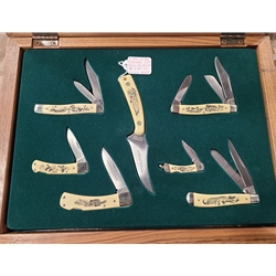 Schrade USA Seven(7) Knife Set Scrimshaw