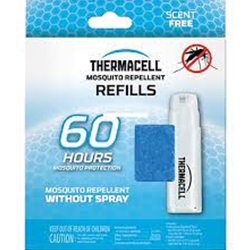 Keep your campsite clear of pesky mosquitoes with the ThermaCell® 60-Hour Mosquito Repellent Refills. Featuring an odor-free and DEET-free formulat, these Thermacell Mosquito Repellent Refills effectively repel mosquitoes by creating a 15' zone of protection when used in fuel-powered Thermacell Repellers. Ideal for use while you are camping, hunting, fishing, gardening, and around the backyard, this kit includes 15 repellent mats (4-hour life) and 5 fuel cartridges (12-hour life), delivering up to 60 consecutive hours of protection from mosquitoes and other biting insects.
