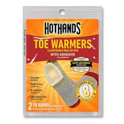 Hot hands toe warmers
Heating Area: Toes
Run Time: 8 Hours
Function: Heat